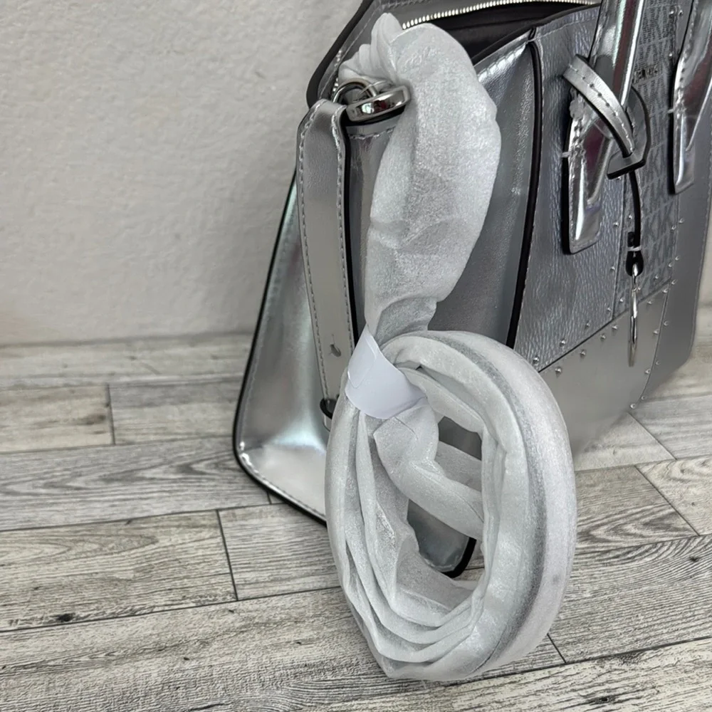 Michael Kors Avril Small Silver Satchel NWT